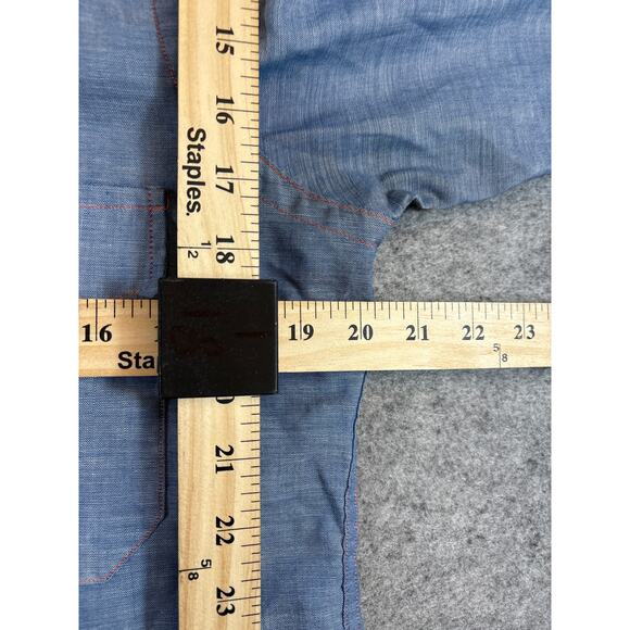 Vintage 80s LL Bean Work Shirt Womens Size 16 Blue Button Up Long Sleeve Utility - Picture 3 of 6